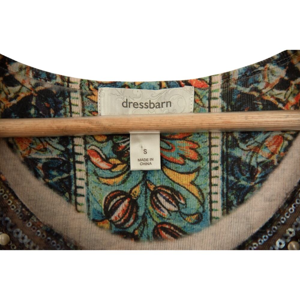 Vintage Dressbarn Tank Top Embellished Sequin Tunic Handkerchief Hem Sz. Small - Picture 5 of 10